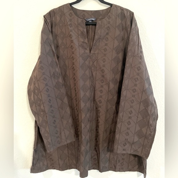 Lands' End Tunic Bundle (2) 2X Blue Brown Longline 100% Cotton Lace Detail - Picture 3 of 14